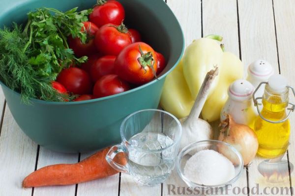 Помидоры по-корейски, со сладким перцем, морковью и чесноком (на зиму)