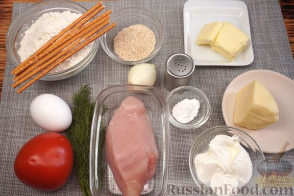 Песочные пирожки с курицей, на палочках